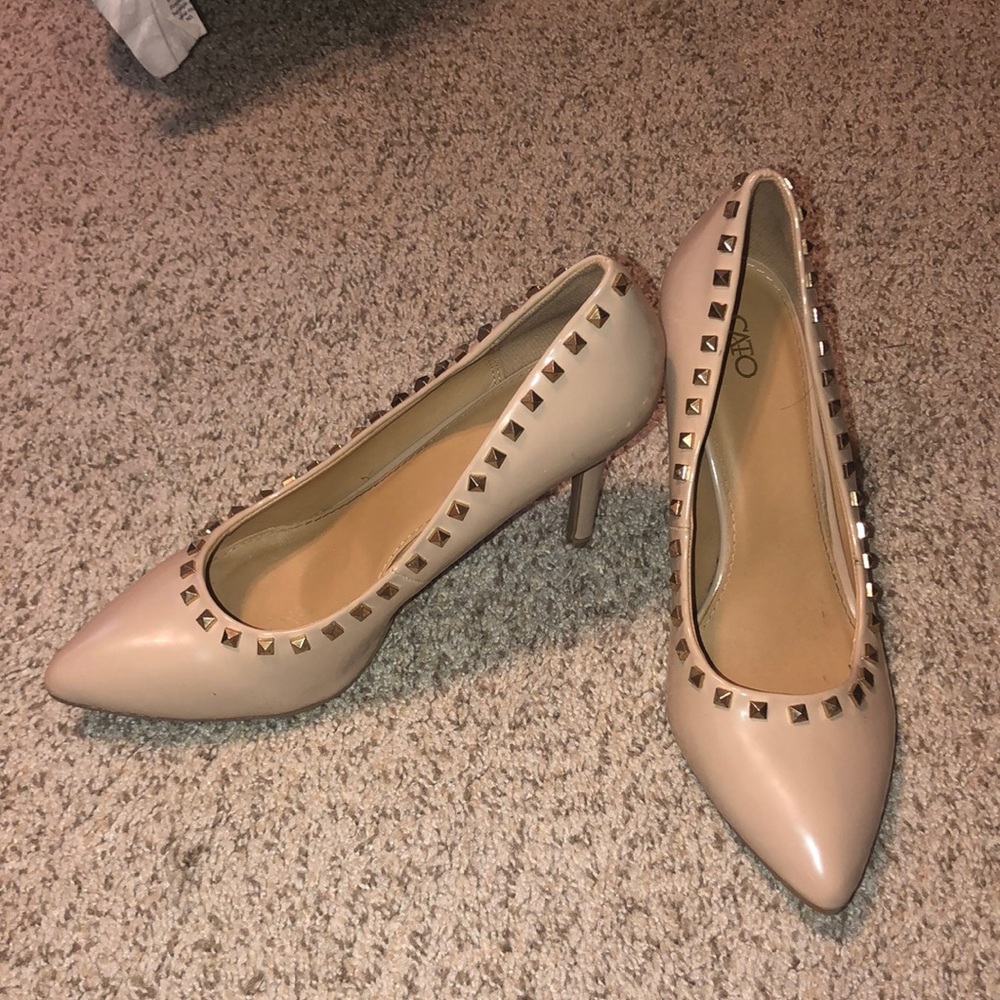 Cato Nude Studded Pumps Heels Patent